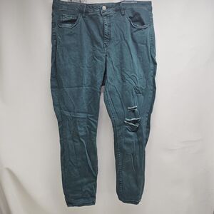 Ava & Viv 18W Modern Curvy Teal Jeans Stretch Denim Distressed Plus Size Fit